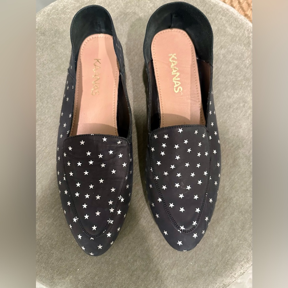 Kaanas Navy Star-Print Slip-On Loafers